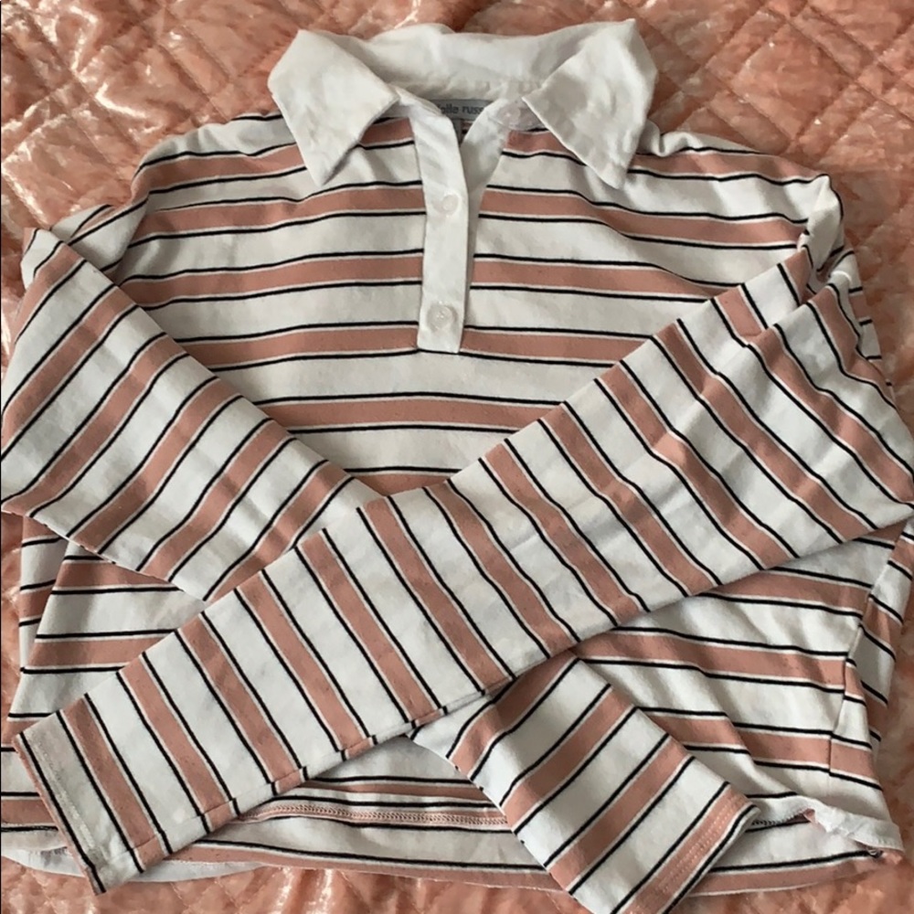 cropped striped charlotte russe collared shirt